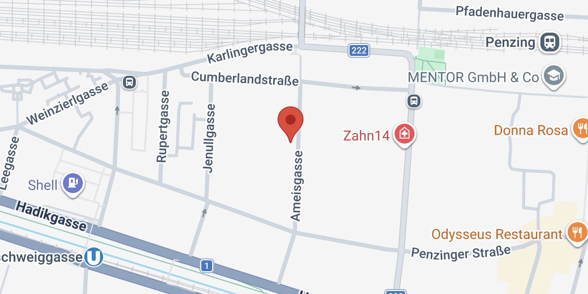 Lageplan der Praxis in der Ameisgasse 21/3, 1140 Wien